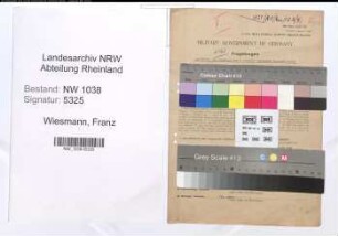 Entnazifizierung Franz Wiesmann , geb. 30.09.1890 (Foerster)