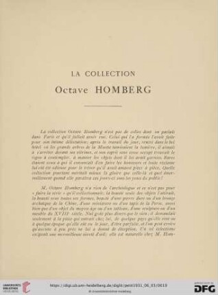 La collection Octave Homberg