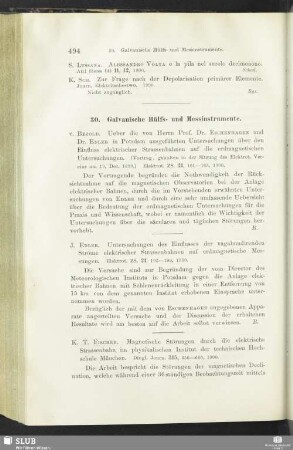 30. Galvanische Mess- und Hülfsinstrumente