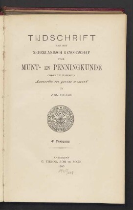 4.1896: Tijdschrift van het Koninklijk Nederlandsch Genootschap voor Munt- en Penningkunde