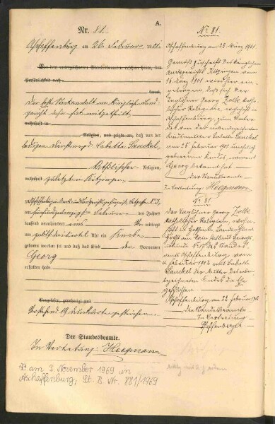 Standesamtsbuch der Stadt Aschaffenburg: Geburten 365/1900 - 184/1901