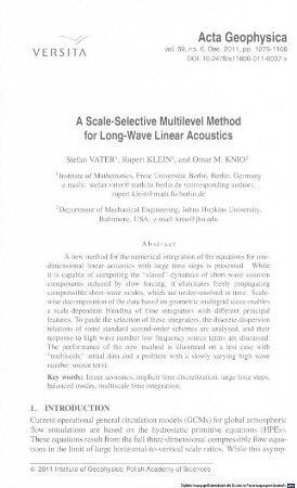 A scale-selective multilevel method for long-wave linear acoustics