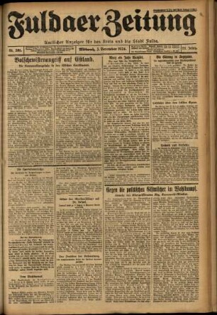 Erste Ausgabe vom Mittwoch, den 03. Dezember 1924.