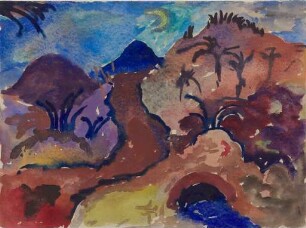 Landschaft mit Mondsichel