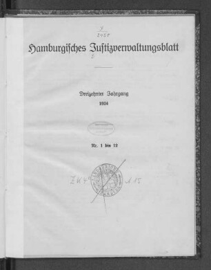 13.1924: Hamburgisches Justizverwaltungsblatt : HmbJVBL