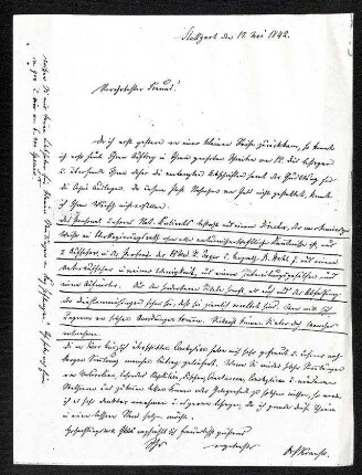 Brief von Ferdinand Krauss an Professor Braun