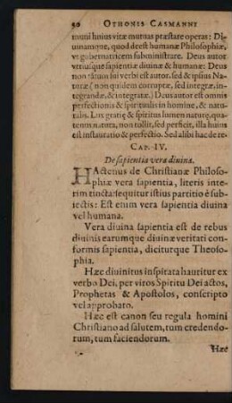 Cap. IV. De sapientia vera divina.