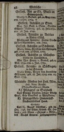 Weltliche Fürsten des Heil. Röm. Reichs.