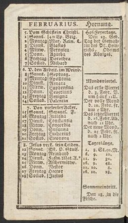 Februarius. Hornung.