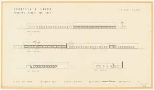 Sportfield Kairo Sporting School for Boys: Reading Hall Ansichten South Elevation, North Elevation, East Elevation, West Elevation, 1:200