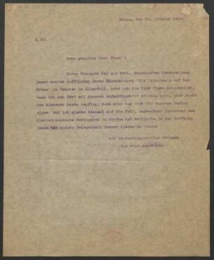 Brief an Fritz Fleck : 23.10.1919
