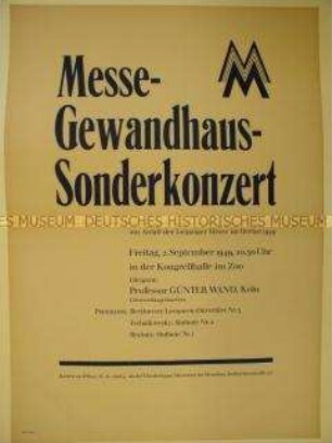 Veranstaltungsplakat für ein Sonderkonzert anlässlich der Leipziger Messe