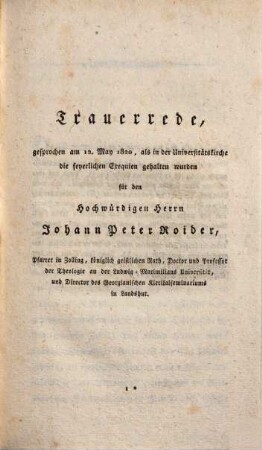 Johann Peter Roider's Bildung, Charakter und Leben