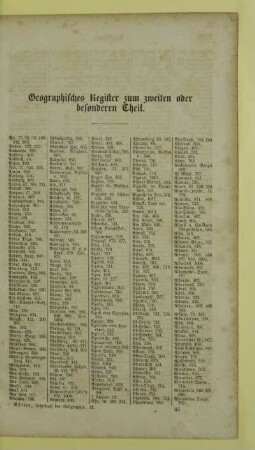 Geographisches Register zum zweiten oder besonderen Theil