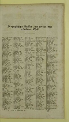 Geographisches Register zum zweiten oder besonderen Theil