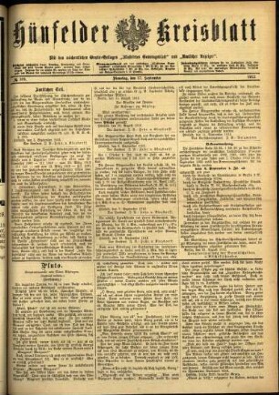 Ausgabe vom Dienstag, den 17. September 1912.