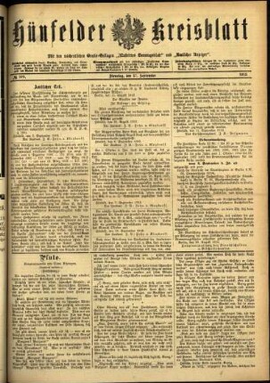 Ausgabe vom Dienstag, den 17. September 1912.