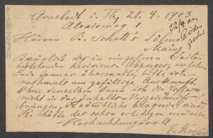 Brief an B. Schott's Söhne : 21.04.1903