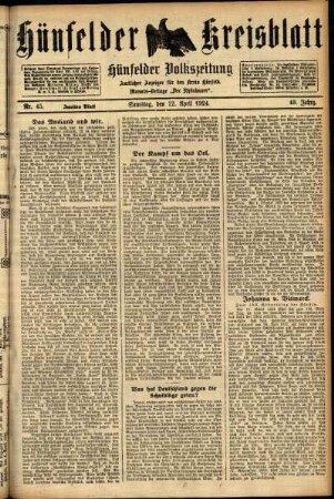 Zweite Ausgabe vom Samstag, den 12. April 1924.