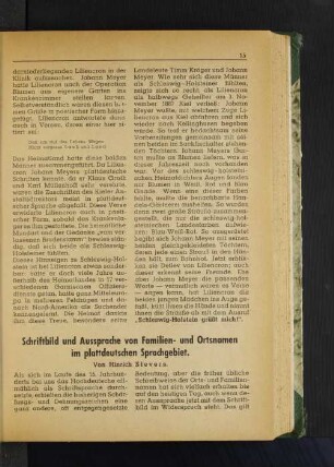 Schriftbild und Aussprache von Familien- und Ortsnamen im plattdeutschen Sprachgebiet