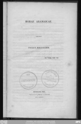 Horae Aramaicae