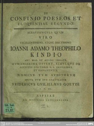 De Confinio Poeseos Et Eloquentiae Regundo