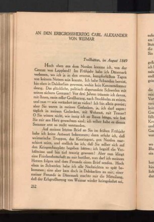 An Den Erbgrossherzog Carl Alexander Von Weimar [1849, 1850]