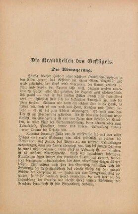 Die Krankheiten des Geflügels