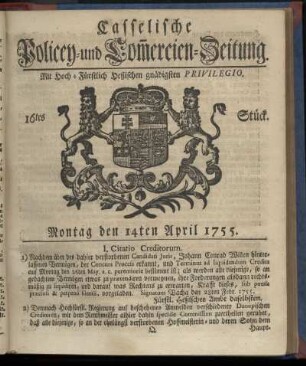 16tes Stueck, Montag den 14ten April 1755