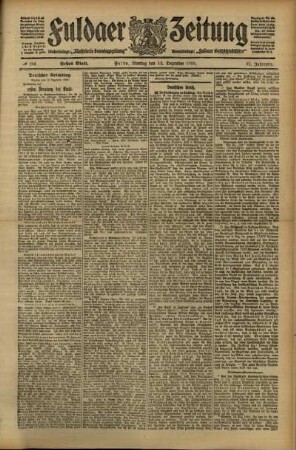 Erste Ausgabe vom Montag, den 12. Dezember 1910.