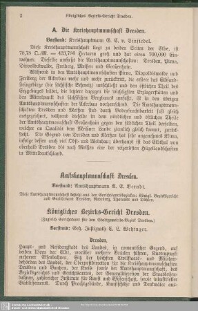 A. Die Kreishauptmannschaft Dresden