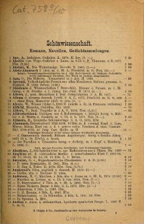 Catalog ... des Antiquarischen Bücherlagers S. Glogau & Co.. 10. 1883