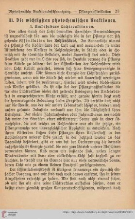 III. Die wichtigsten photochemischen Reaktionen