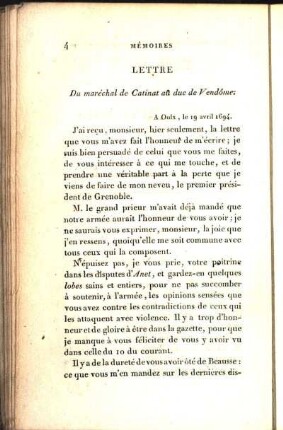 [Lettres]. Lettre Du maréchal de Catinat au duc de Vendôme. Lettre Du maréchal à son frère.