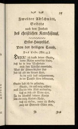 17-39, Zweiter Abschnitt. Gebete nach dem Innhalt des christlichen Katechismus.