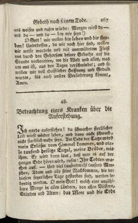 48. Betrachtung eines Kranken über die Auferstehung