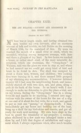 Chapter XXXI. The Aru Islands. - Journey and residence in the interior
