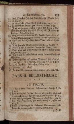 Pars II. Bibliothecae