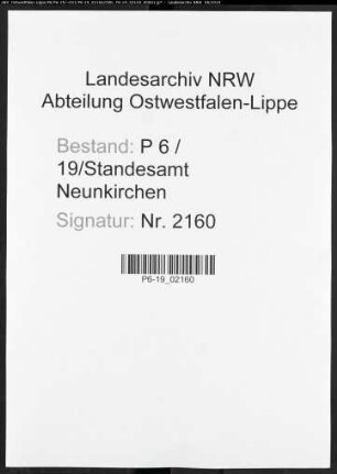 Sterberegister Standesamt Neunkirchen