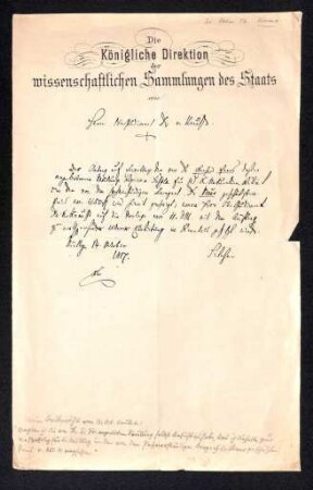 Handschriftliches Schreiben von Silcher