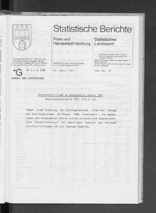 Umsatzentwicklung im Gastgewerbe Januar 1980 : Lfd. Nr. 19