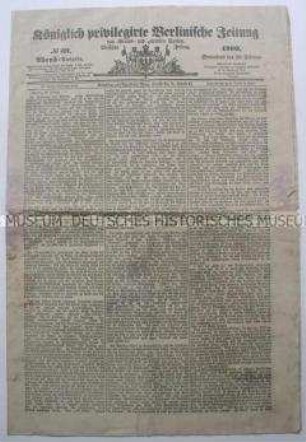 Zeitung: Königlich privilegirte Berlinische Zeitung von Staats- und gehrten Sachen. Vossische Zeitung, Nr. 59; Berlin, 28. Febr. 1880