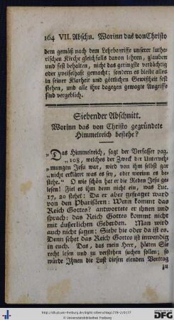 Siebender Abschnitt. Worin das von Christo gegründete Himmelreich bestehe?