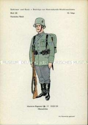 Uniformdarstellung, Oberschütze des 17. (Preußisch-Braunschweigischen) Infanterie-Regiments, Provinz Hannover, 1921/1935.