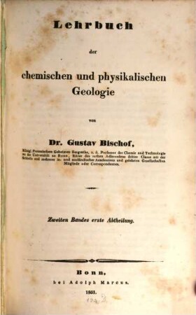 Lehrbuch der chemischen und physikalischen Geologie, 2,1