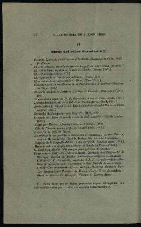 II. Obras del señor Sarmiento