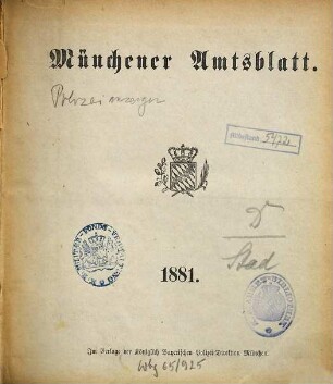 Münchener Amtsblatt. 1881