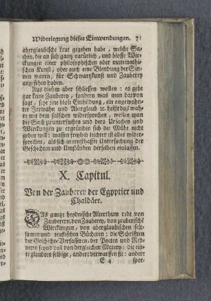 X. Capitul. Von der Zauberey der Egyptier und Chaldäer.
