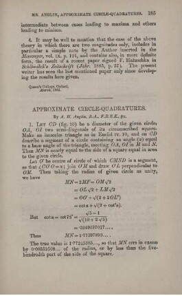 Approximate circle-quadratures.