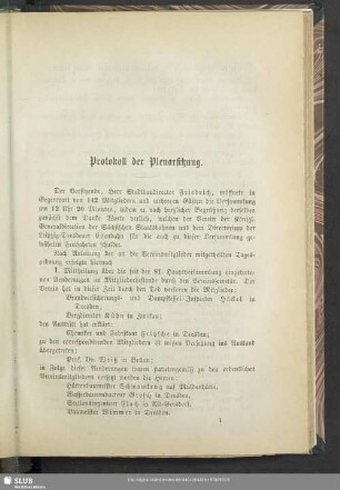 Protokoll der Plenarsitzung
